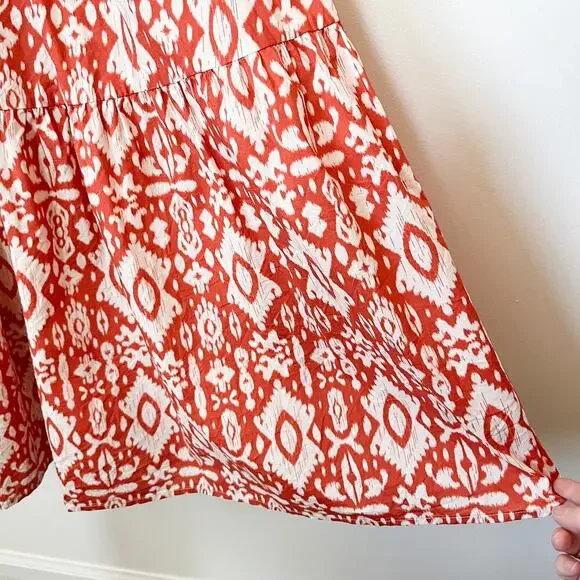 Evereve BB Dakota Emersyn Tiered Midi Dress XS Deep V-Neck Batik Cotton Spring - Picture 7 of 16